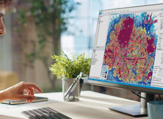 Woman looking at Planet application 