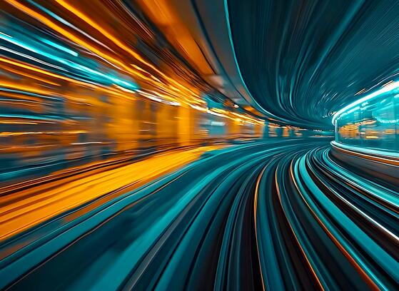 Futuristic high-speed maglev train symbolizing accelerated telecom innovation and strategy.