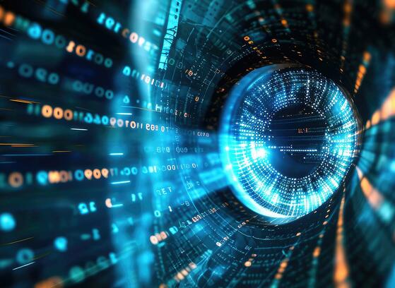 Unified visibility concept illustrated by futuristic digital eye