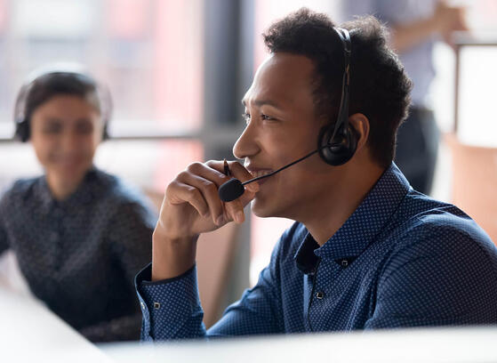 Asian man working at helpdesk