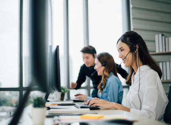 Business woman working at contact center