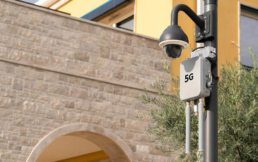 Wi-Fi transmitters with 5G network on the city street