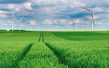 Earth Day field wind turbines