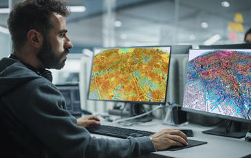 Man working on Planet 7.7