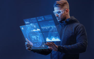 Man with screens