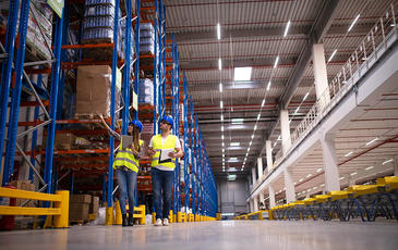 Team working in warehouse