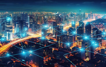 Modern city with wireless network connection