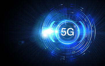 Blue abstract 5G technology vector illustration on black background