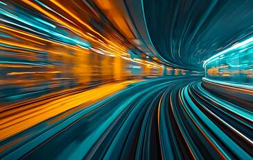 Futuristic high-speed maglev train symbolizing accelerated telecom innovation and strategy.