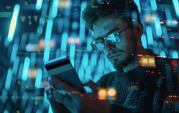 Mobile network testing concept illustrated by business professional using smartphone.