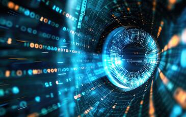 Unified visibility concept illustrated by futuristic digital eye