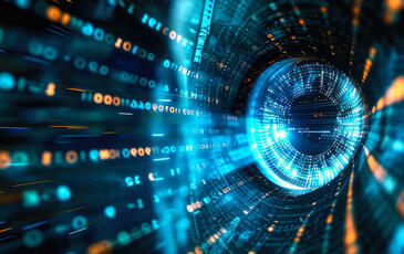 Unified visibility concept illustrated by futuristic digital eye