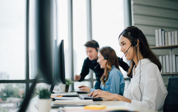Business woman working at contact center