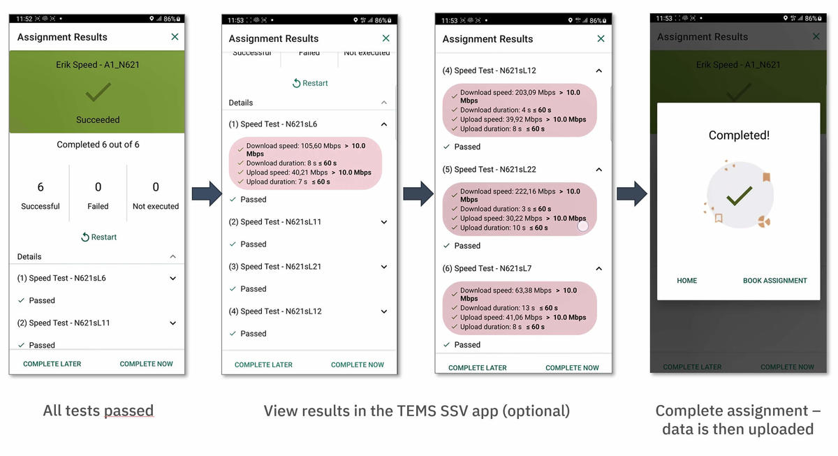 Step 4: confirmation of success and data upload