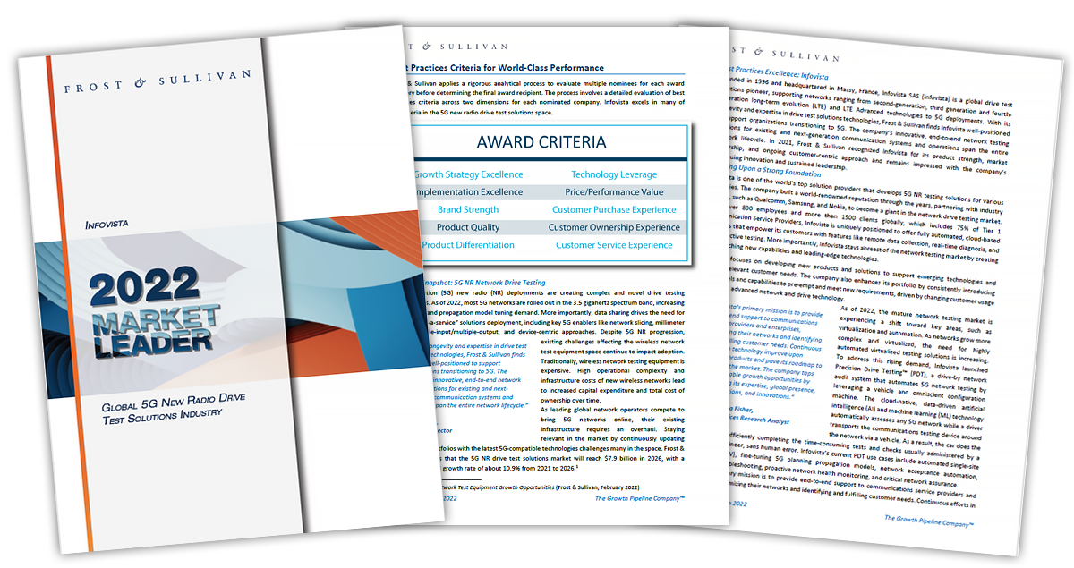 Preview of Report - Frost & Sullivan Market Leadership Award recognizes Infovista for Global 5G NR Drive Test