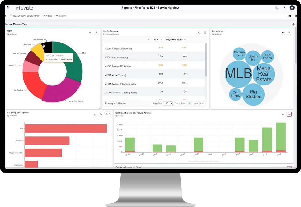 Screen capture of Ativa report: Fixed Voice B2B