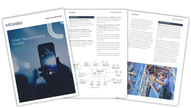Preview of TEMS Network Testing portfolio brochure