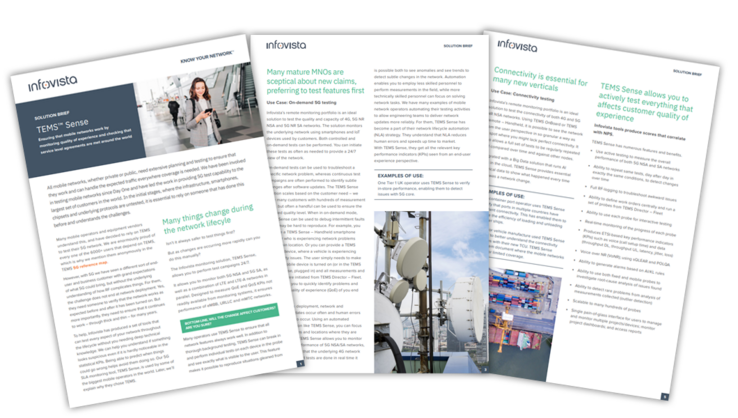 Preview of TEMS Sense solution brief: Monitoring network QoS to meet SLAs