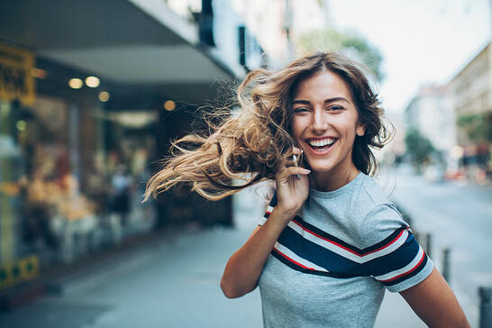 Happy phone user