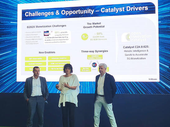 Renata Da Silva, VP Product Marketing at Infovista, presenting at the Catalyst Arena Stage during DTW24.