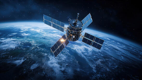 Satellite above Earth illustrating D2D connectivity with smartphones via Non-Terrestrial Networks (NTNs).