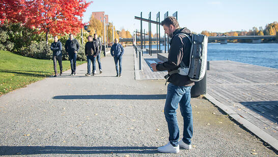 TEMS Pocket portable testing at boardwalk with controller agent and TEMS backpack