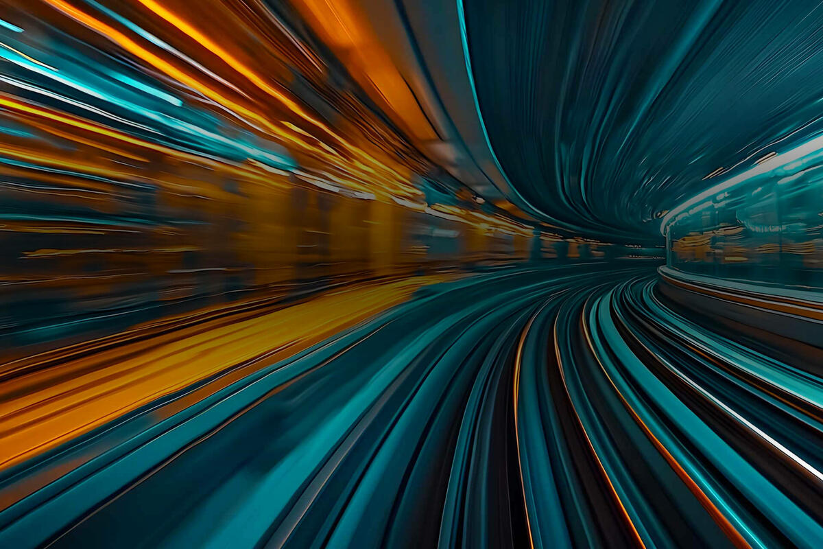 Futuristic high-speed maglev train symbolizing accelerated telecom innovation and strategy.
