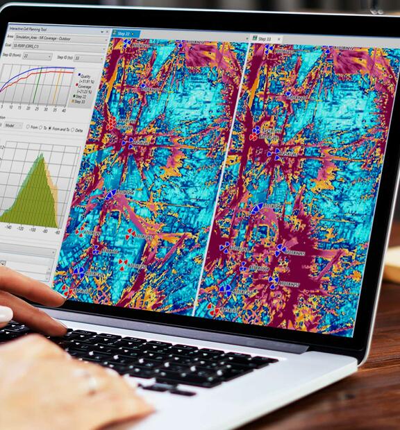 Laptop with Planet Automated Cell Planning software