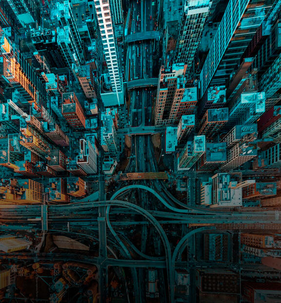 Urban city view from above