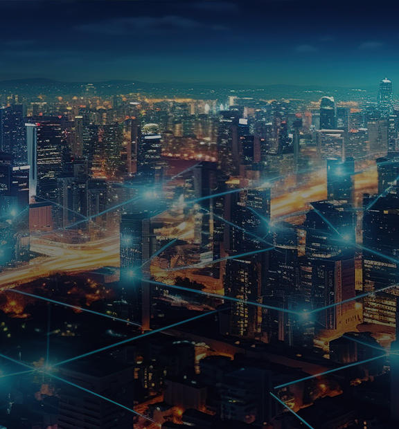 Modern city with wireless network connection