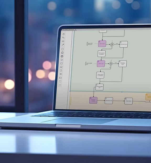 Ativa's fixed voice assurance solution with automated troubleshooting workflow displayed on laptop.