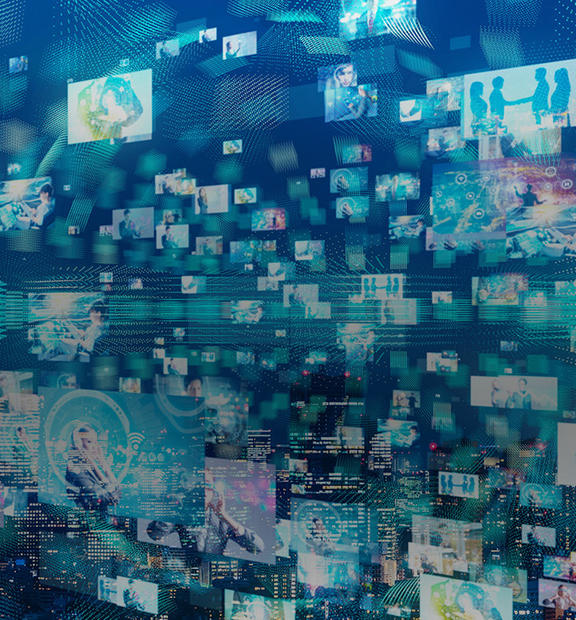 OTT video streaming applications overlay city background