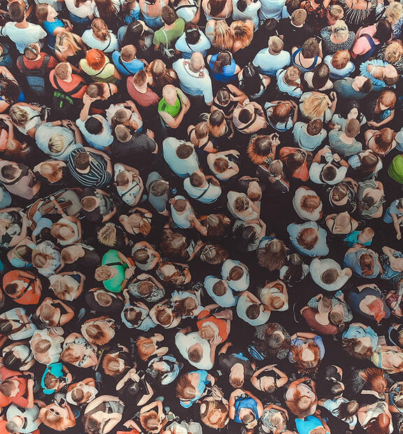 Aerial view, people crowd