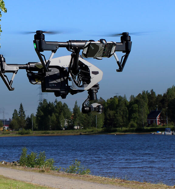 Drone testing over lake