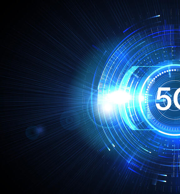 Blue abstract 5G technology vector illustration on black background