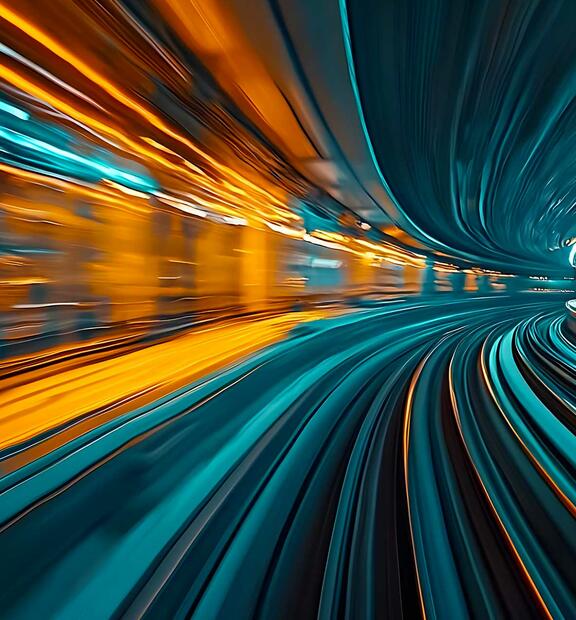 Futuristic high-speed maglev train symbolizing accelerated telecom innovation and strategy.