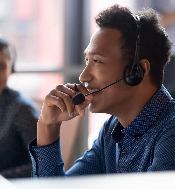 Asian man working at helpdesk