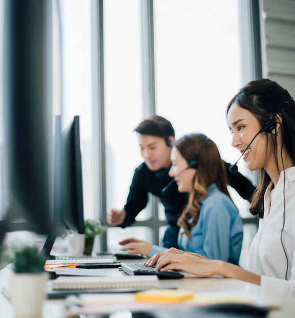 Business woman working at contact center