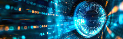 Unified visibility concept illustrated by futuristic digital eye