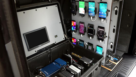 TEMS Paragon case and devices installed in a car