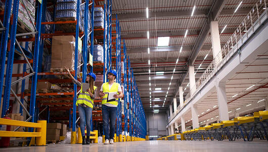 Team working in warehouse