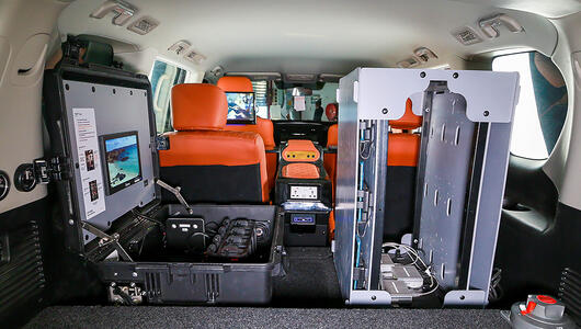 TEMS Paragon case and panel installed in a drive test van