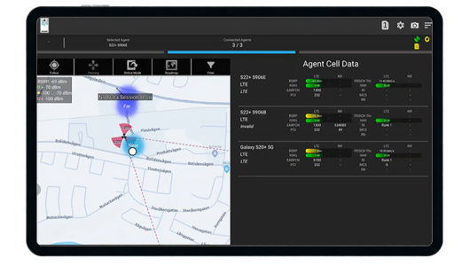 TEMS Pocket Sweet Spot Detection feature shown on tablet