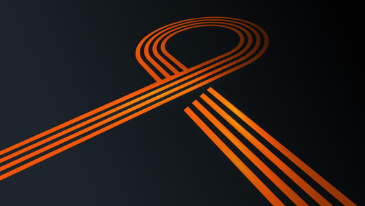 Abstract rendering of a turning road in orange with dark background