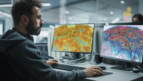 Man working on Planet 7.7