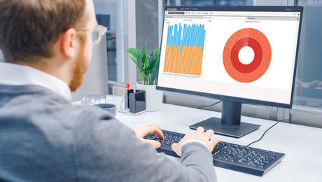 Man looking at Ativa application on computer screen 