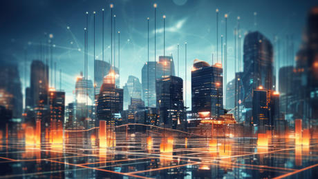 Abstract smart city and connectivity technology concept