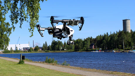 Drone testing over lake
