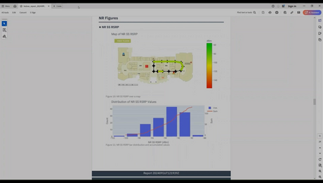 TEMS Pocket instant report displaying 5G NR (New Radio) metrics