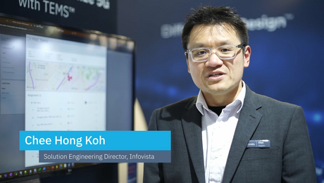 Chee Hong Koh, Solution Engineering Director at Infovista, demonstrating TEMS Cloud for site verification at MWC 2023